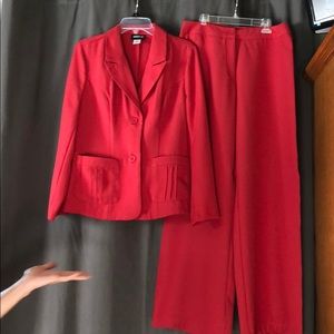 Red pant suit